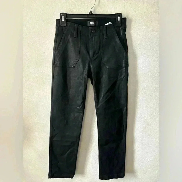 PAIGE Pants - Women's Mayslie Straight Leg high Rise Black‎ Fog Luxe